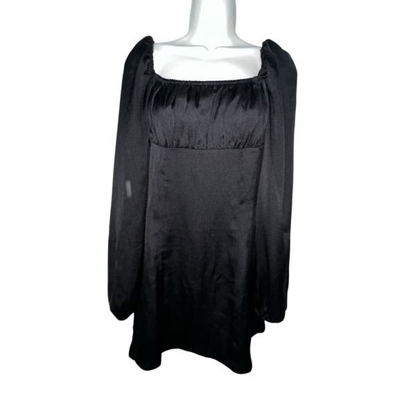 Majorelle Revolve Carla‎ Black Puff Long Sleeves Mini Dress Size Small Stretch - Picture 2 of 10